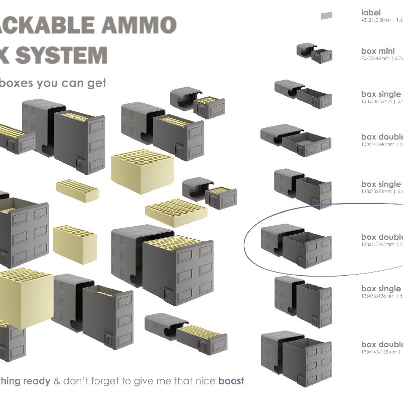 Stackable Ammo Box Double Tall .308 or 7.62mm by master 3D PT ...
