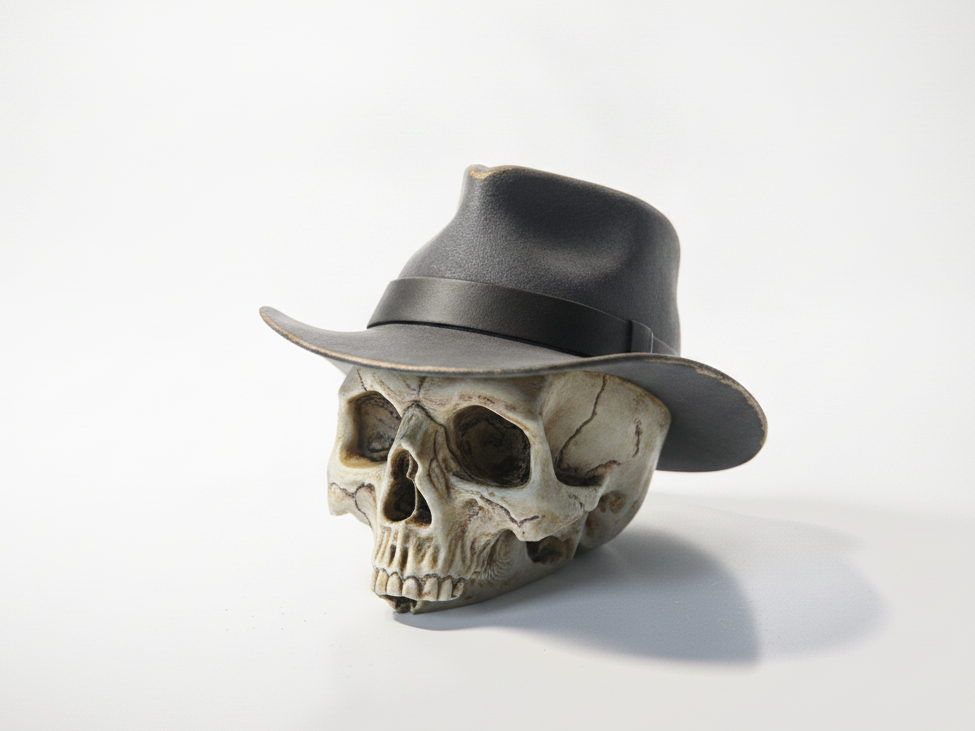 Skull Cowboy Hat Horror Sculpture 3D Printable