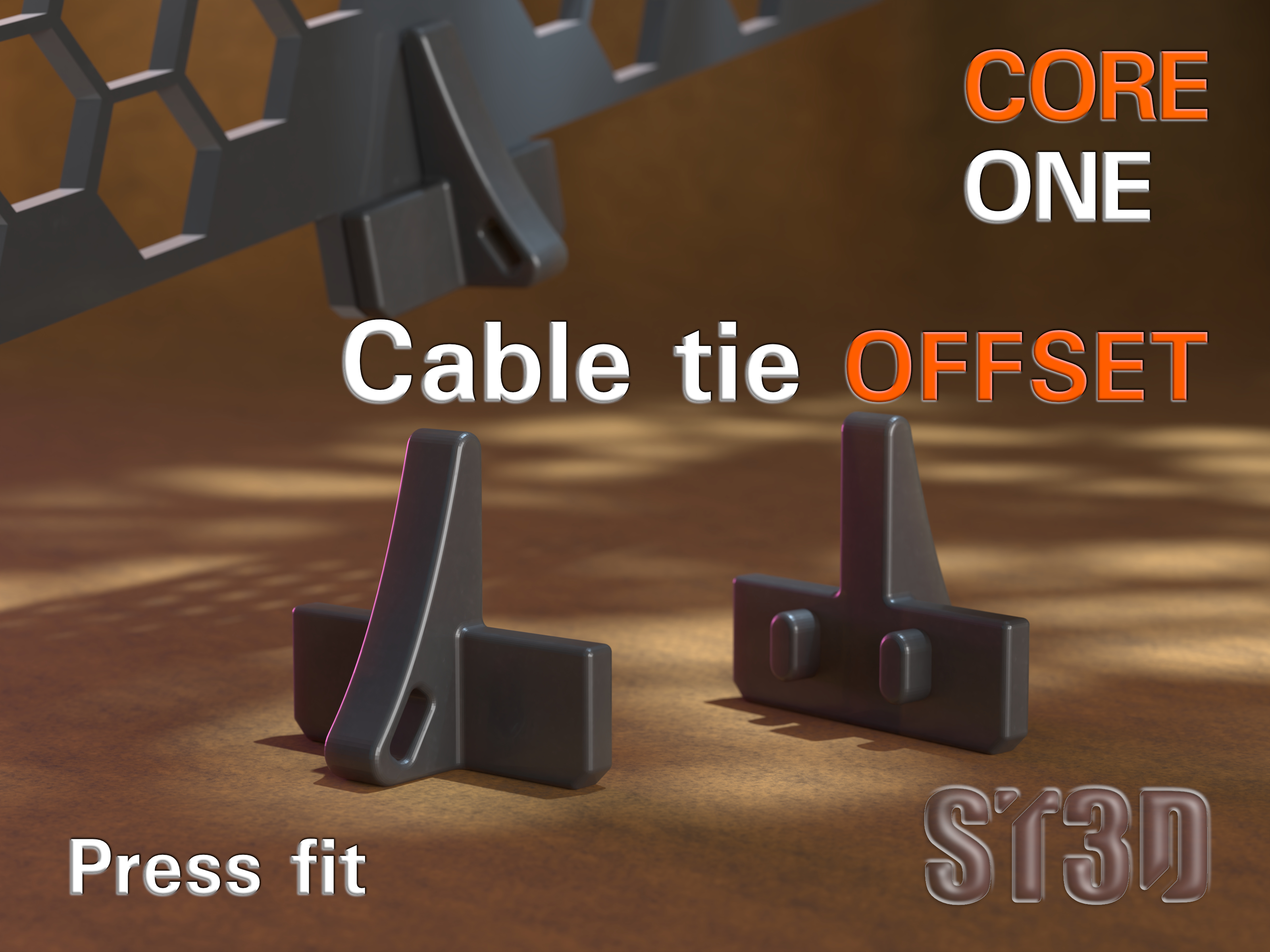 Core One Fan Cover offset for cable tie (press fit) 3D model