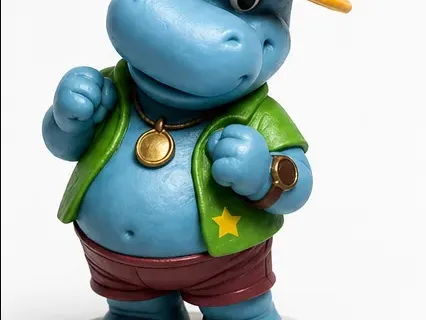 Vintage Cartoon Hippo Tourist Figurine | 3D Printable STL