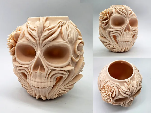 Floral Skull Vase