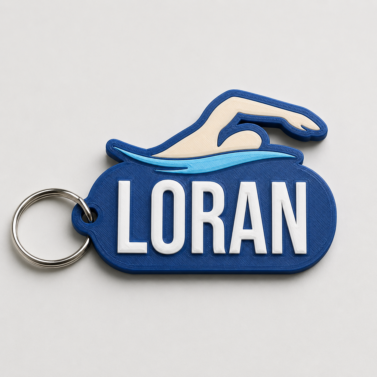 Loran's swimming name tag