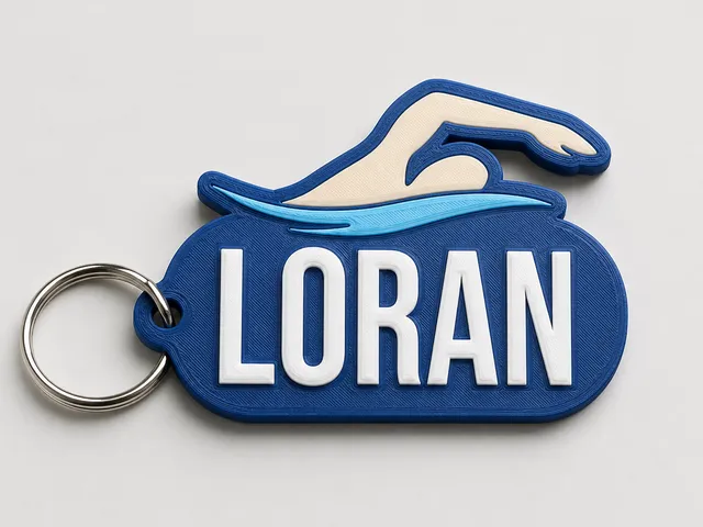 Loran's swimming name tag
