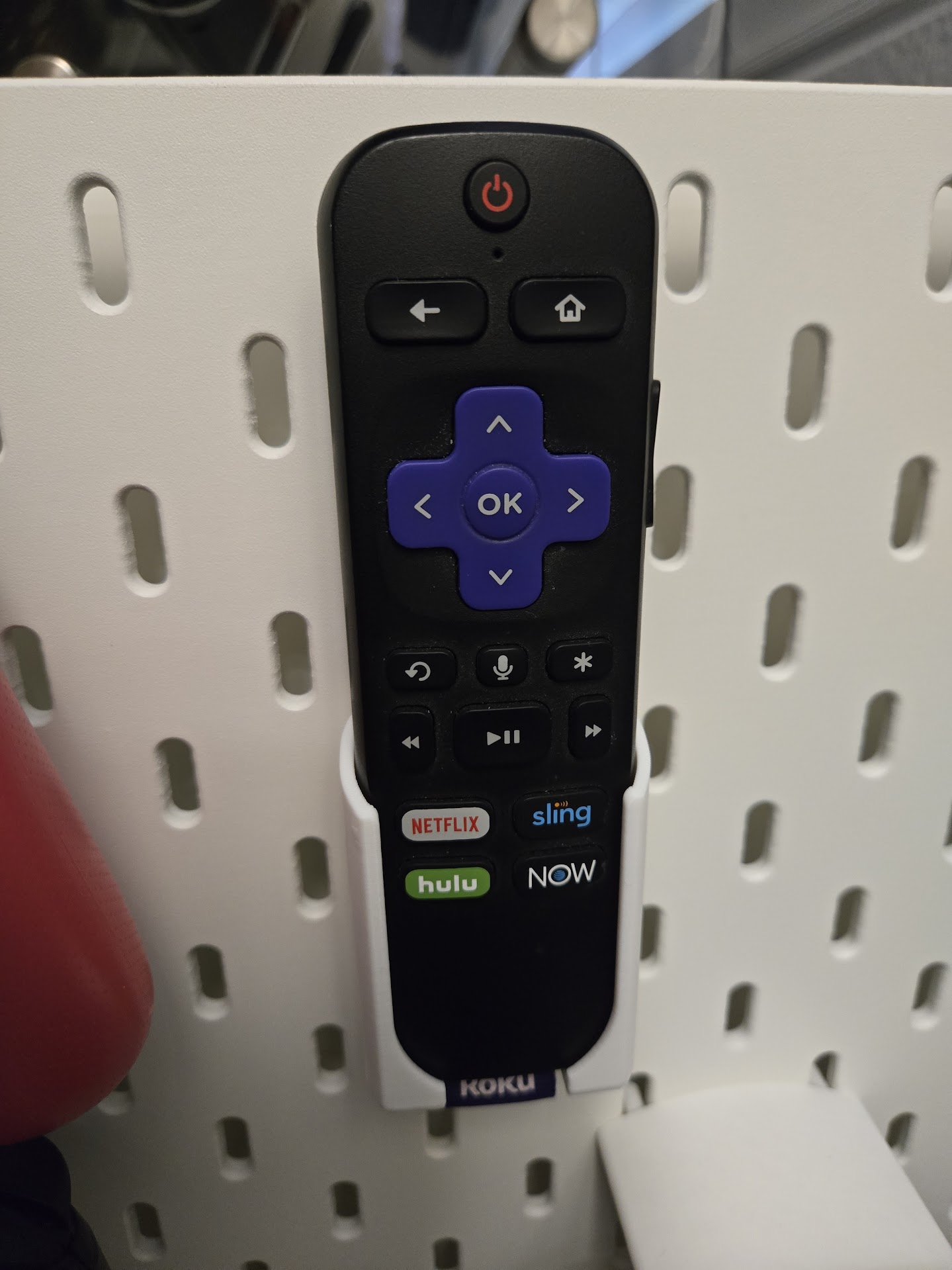 Roku Streaming Stick Remote Holder for IKEA Skadis Pegboard