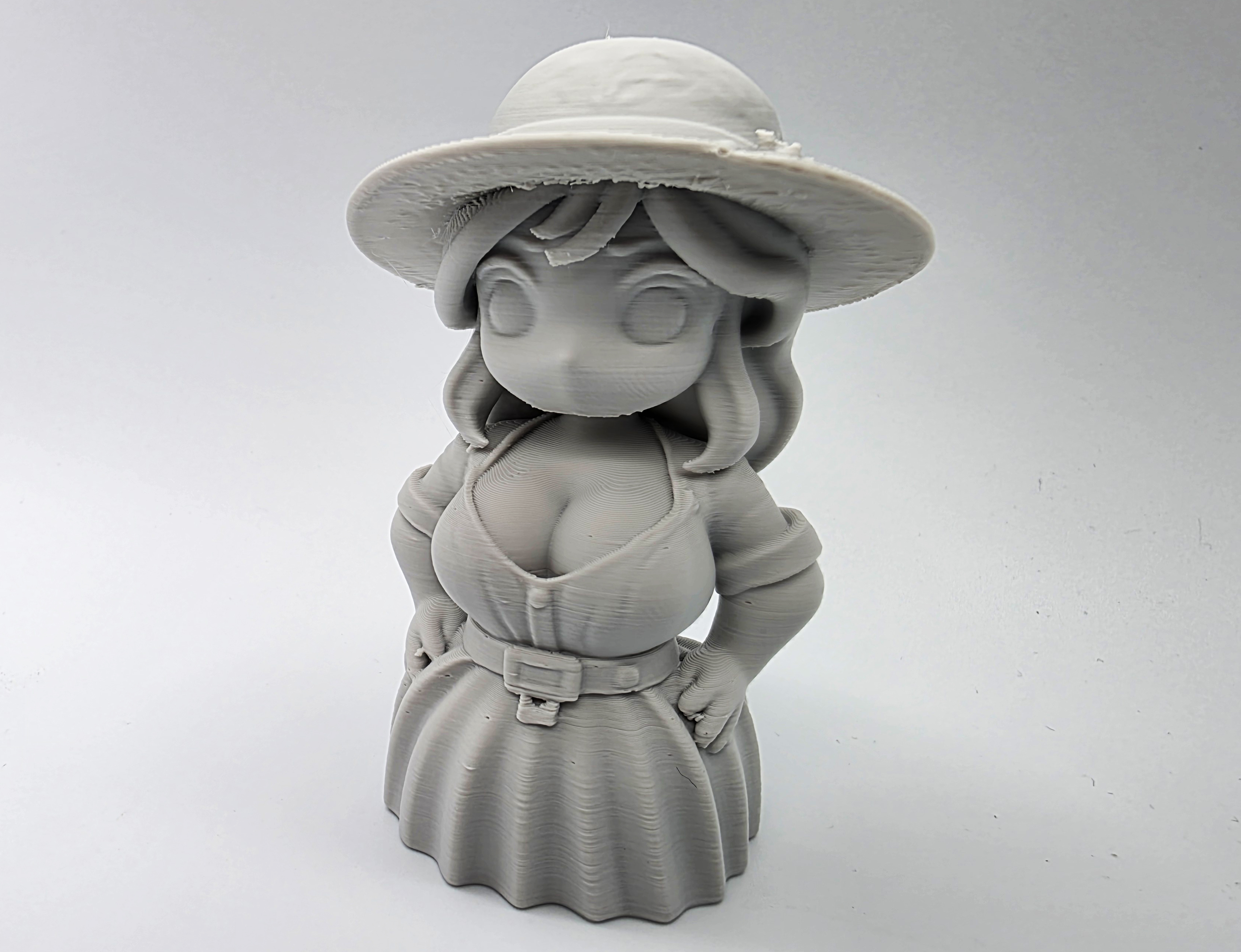 Anime Female in Hat & Dress Paintable Sculpture