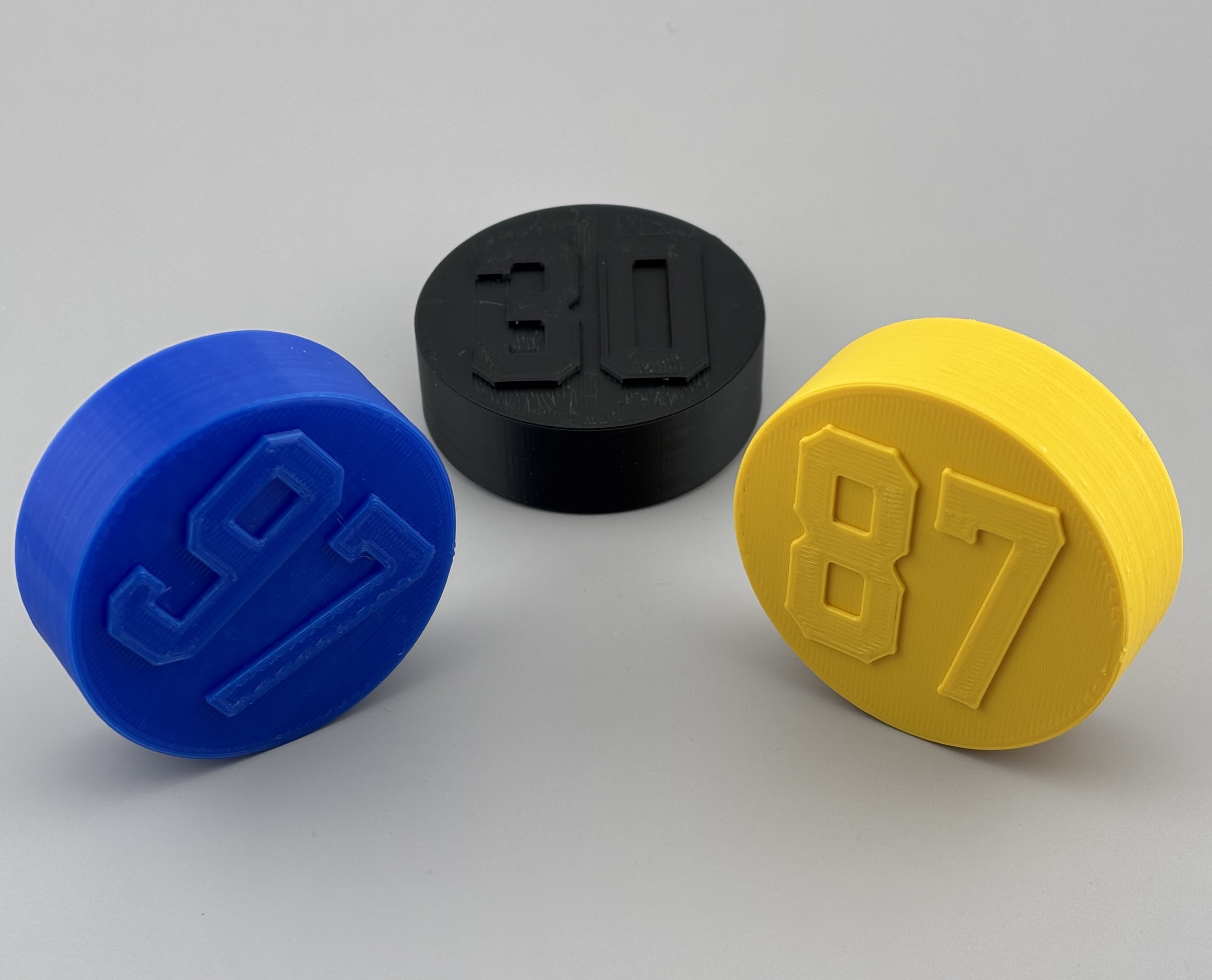 Hockey Puck with Embossed Jersey Number and Smooth Edge - You Choose 1-99 3D model