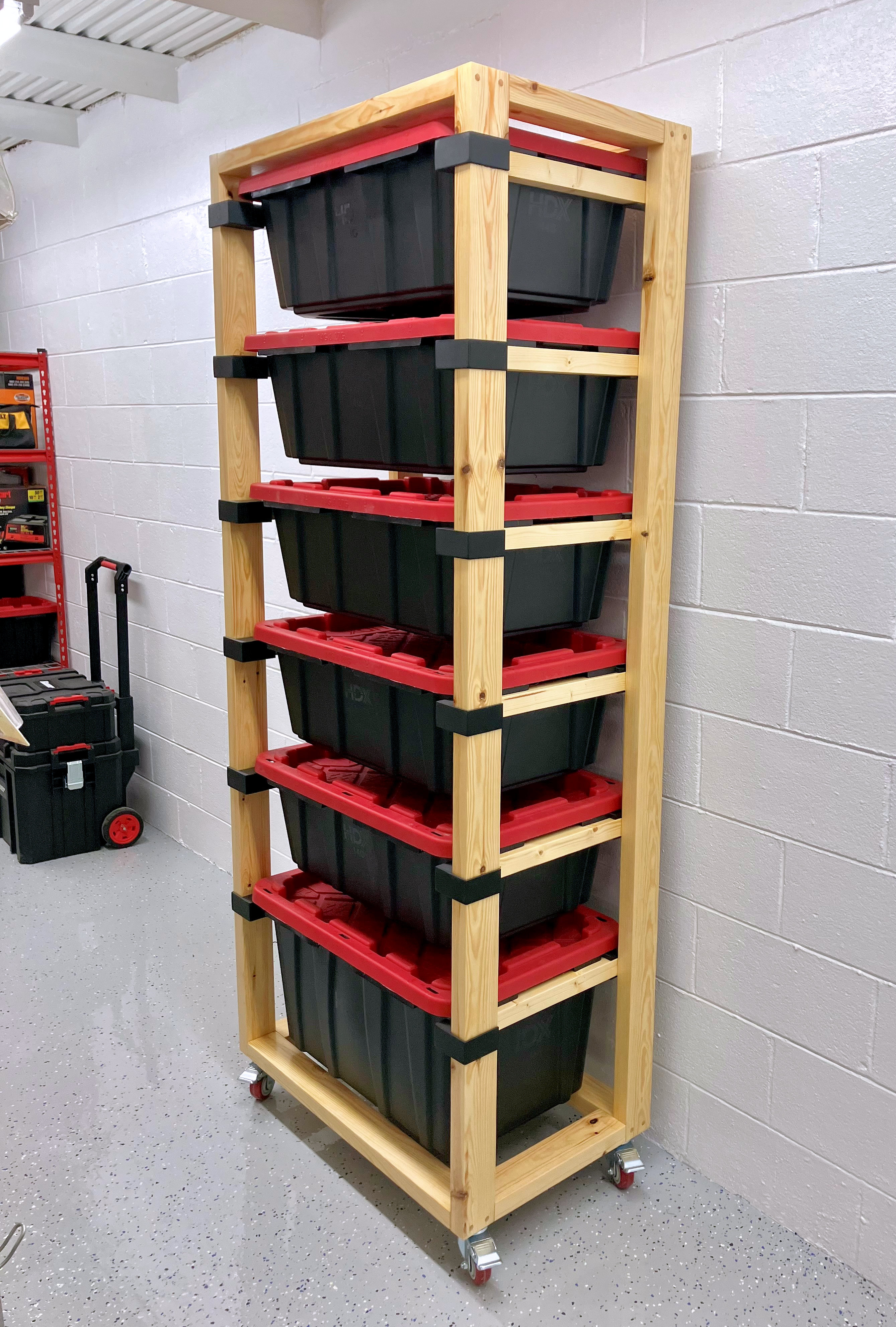 Side-Load HDX Storage Bin Rack – 3D Printed Stops & Covers