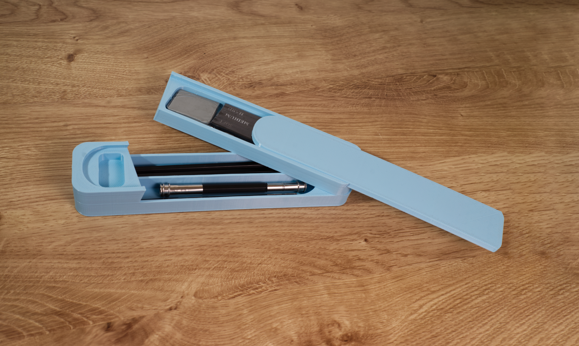 pencil case with sliding lock