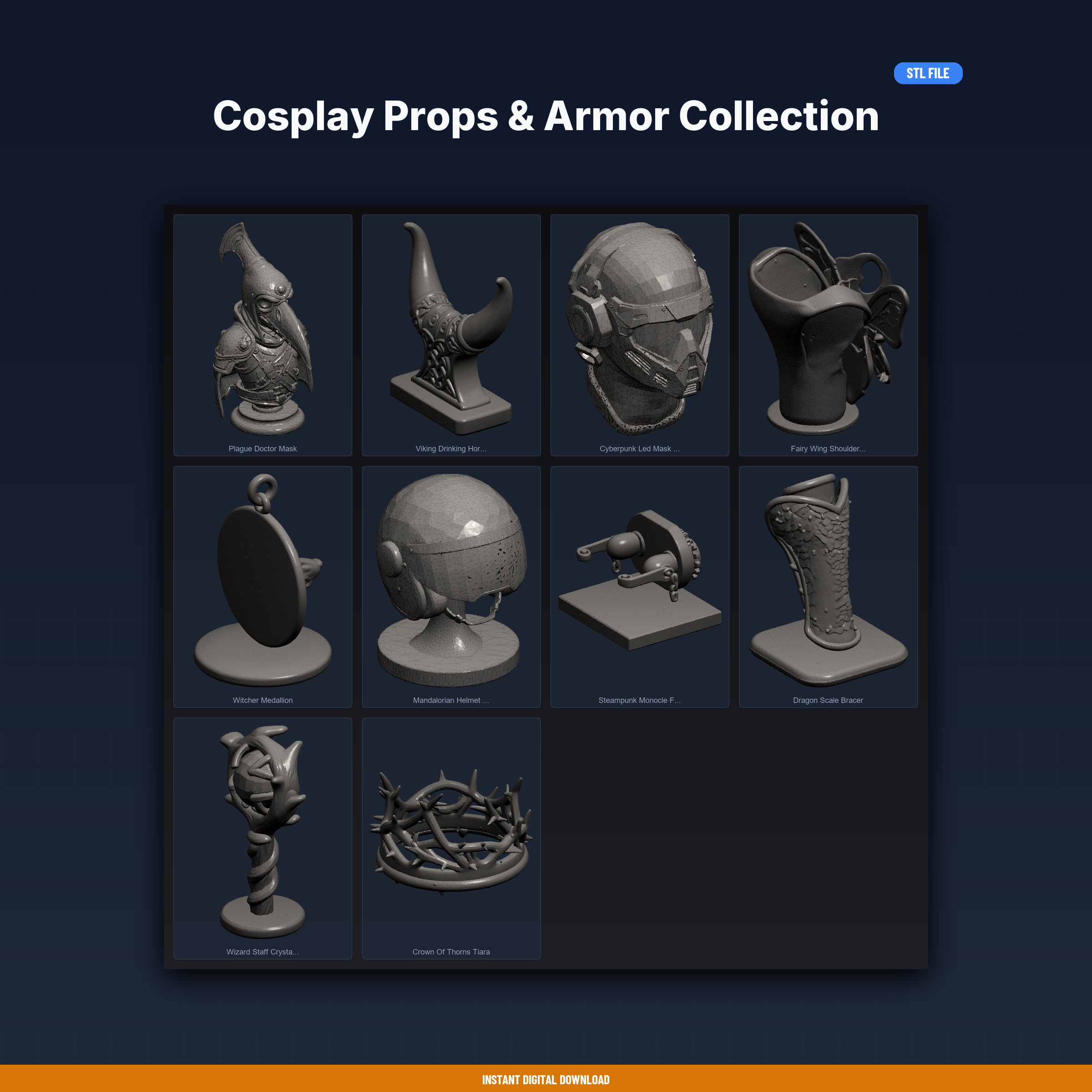 Cosplay Props & Armor Collection - 10-Model STL Bundle