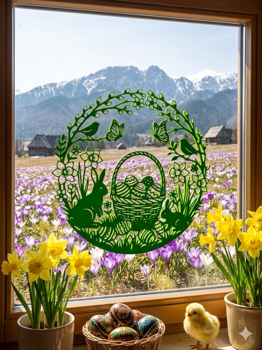 Easter decor wall or window spring decoration svg