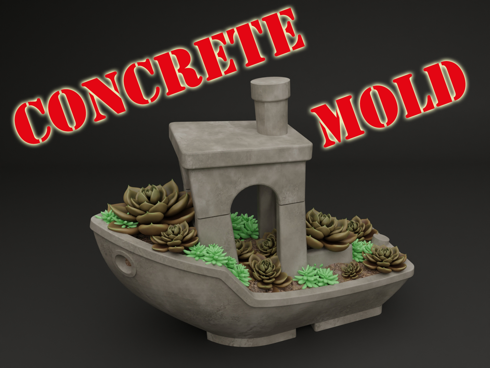 Concrete Benchy Planter Mold