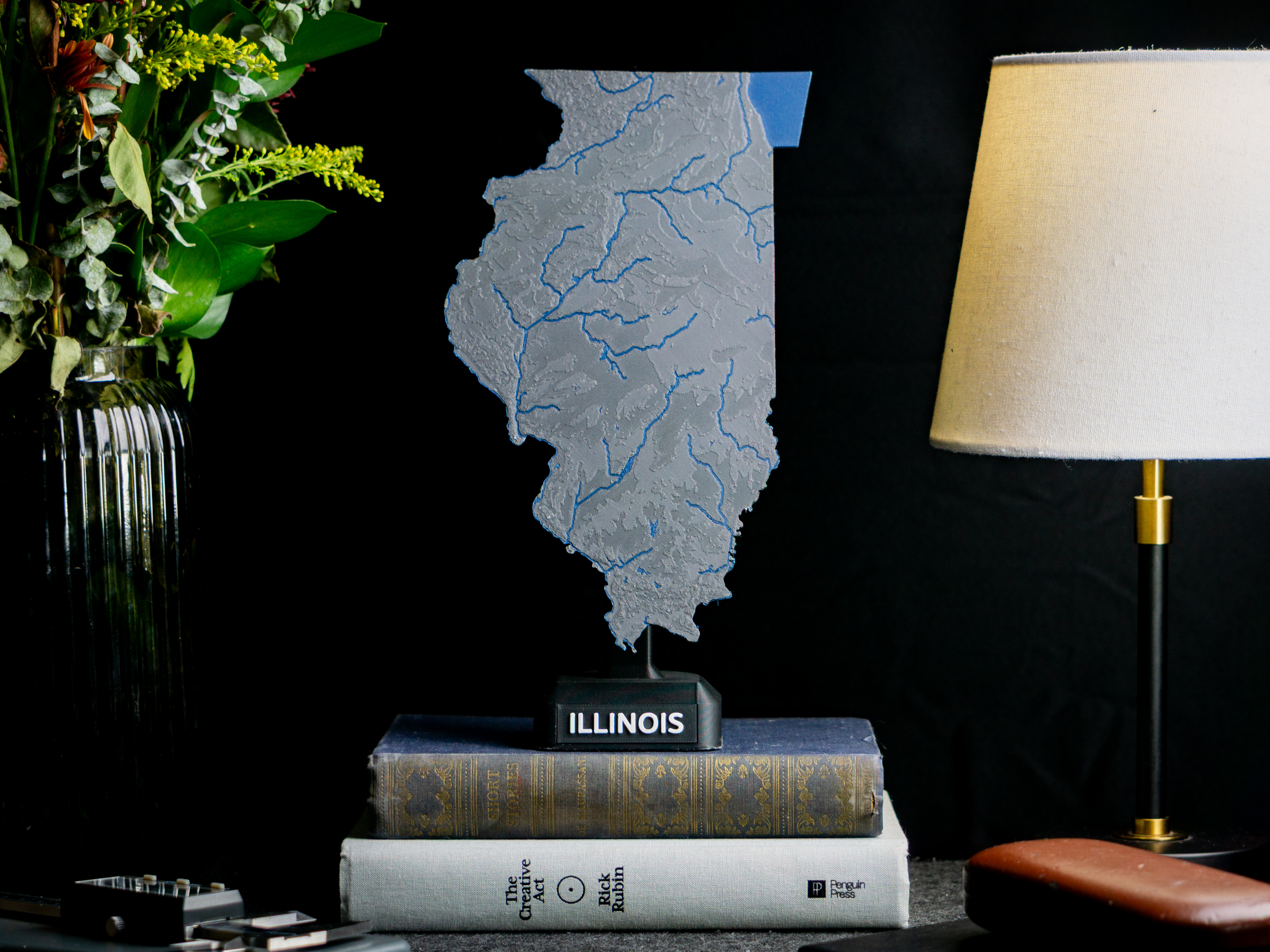 Illinois, USA (IL) Topographic Map with Rivers