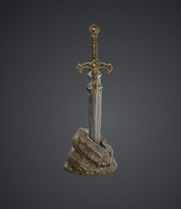 Sword in Stone Sculpture – Fantasy Legendary Blade