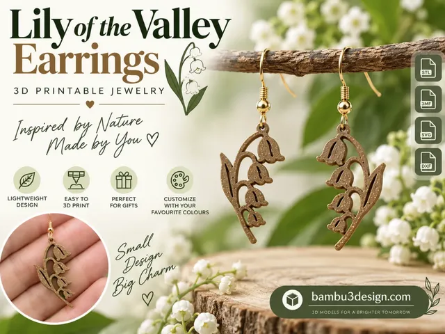 Lily of the Valley Earrings – 3D Printable Floral Jewelry