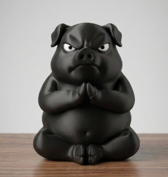 Moody Meditating Pig