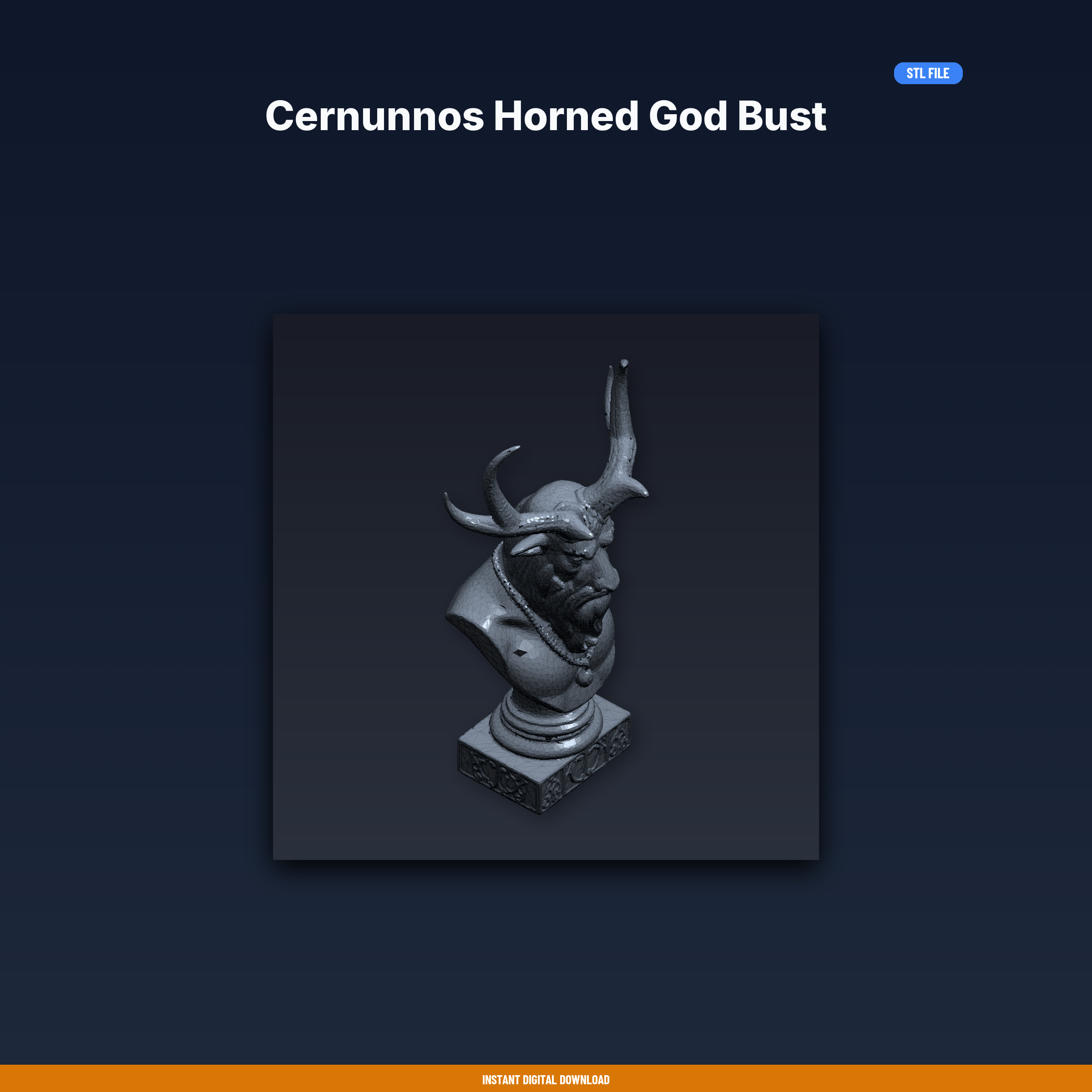 Cernunnos Horned God Bust - 3D Printable STL File