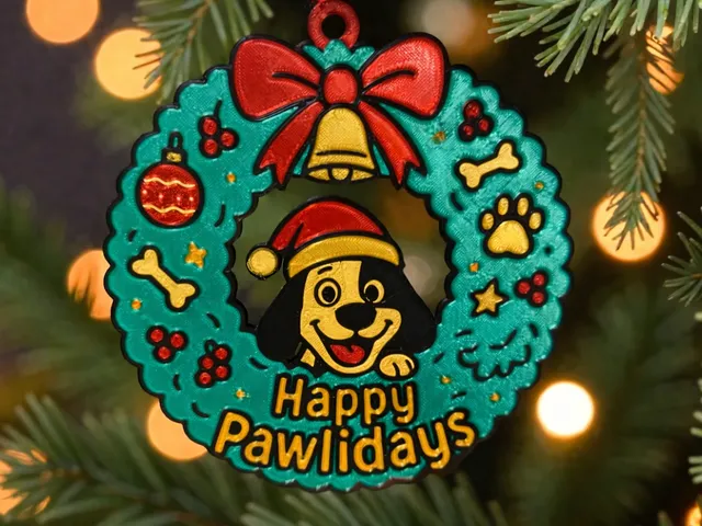 Festive Dog-themed Christmas Wreath or Ornament