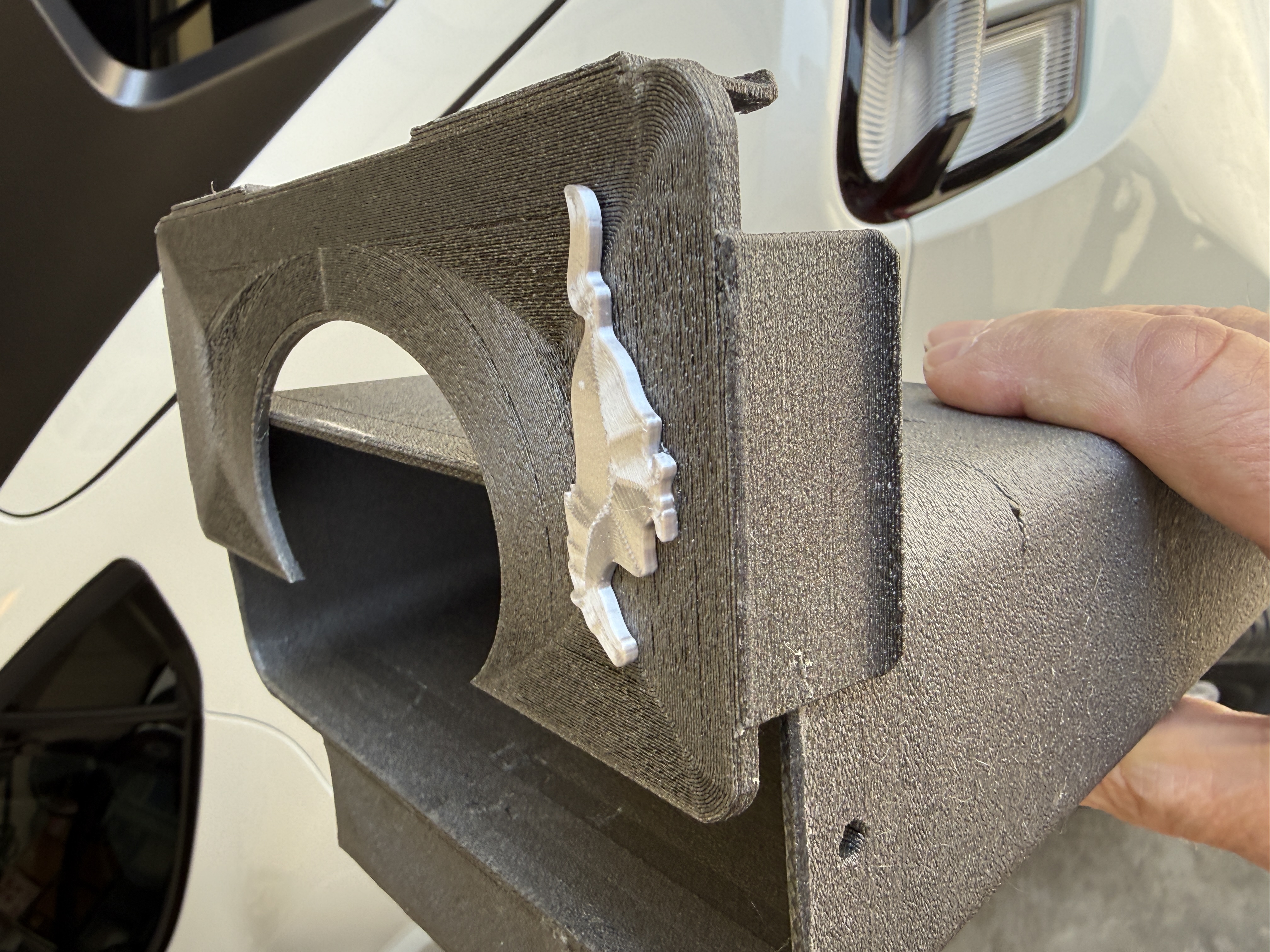 Modified version of Trash Bin by mkd for Mustang Mach e, or other vehicles that have a thicker clip requirement.