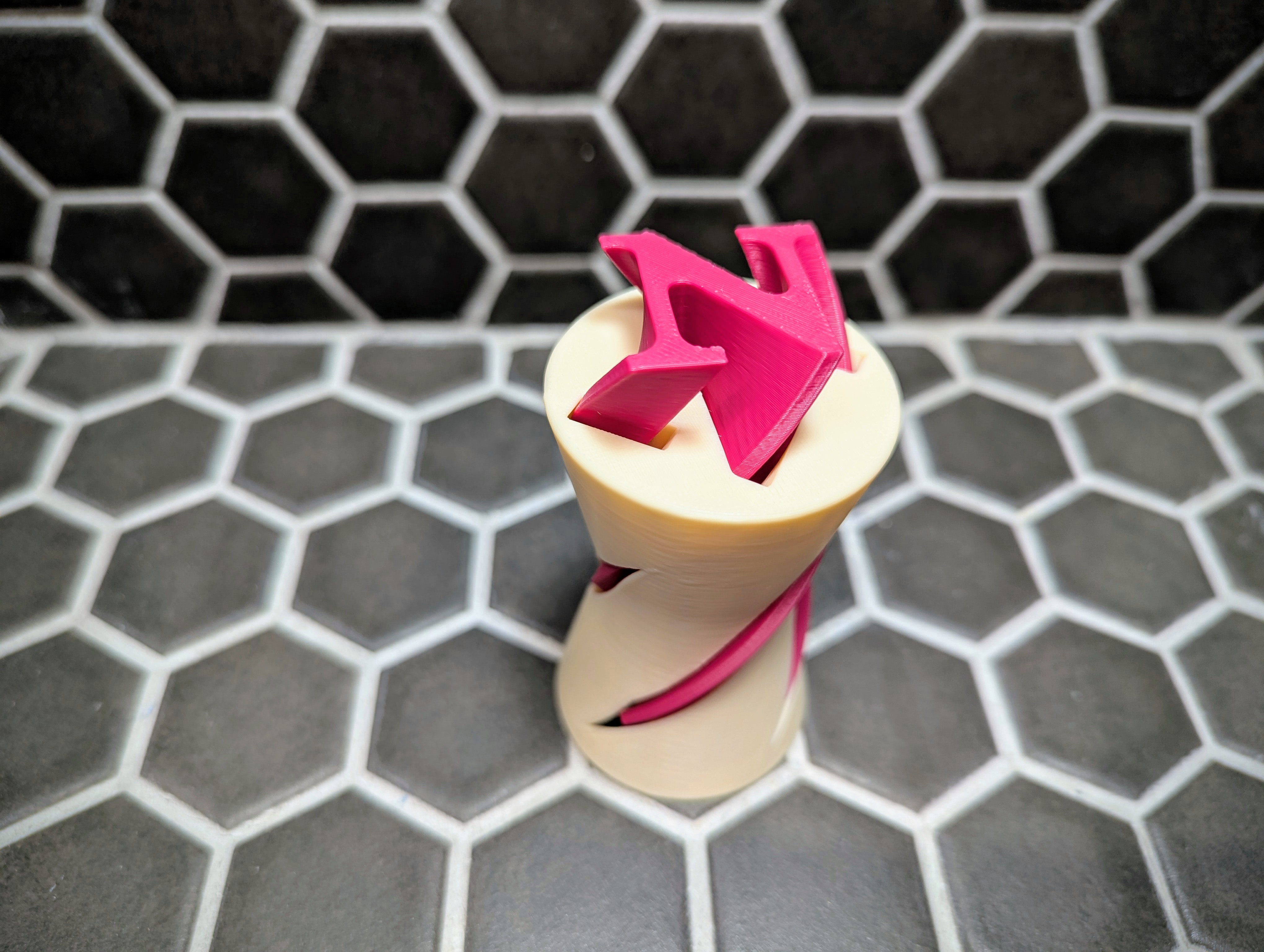 Spiral Vortex Letter N Fidget - Internal Solid Letter Passthrough