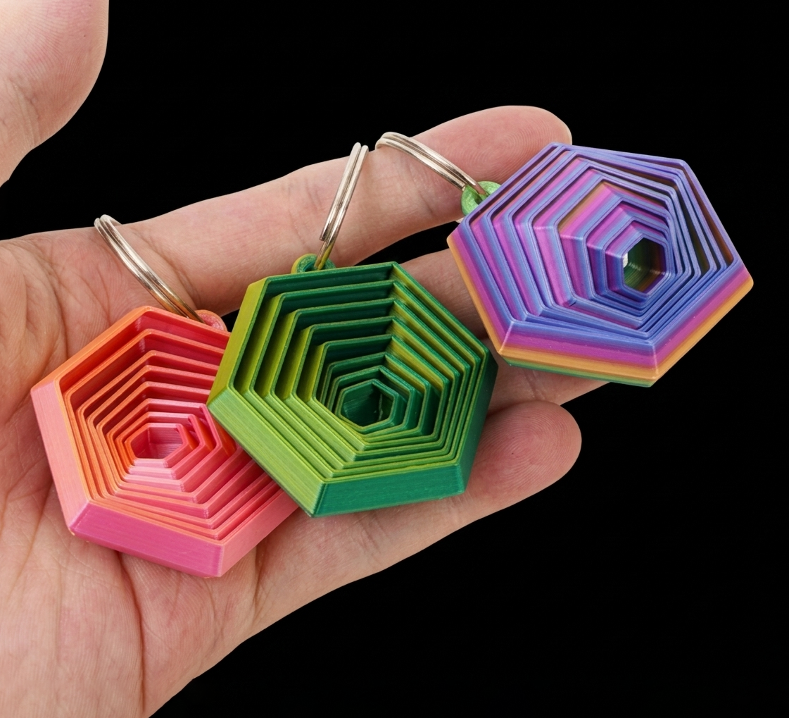 Hexagon Fidget Toy Keychain