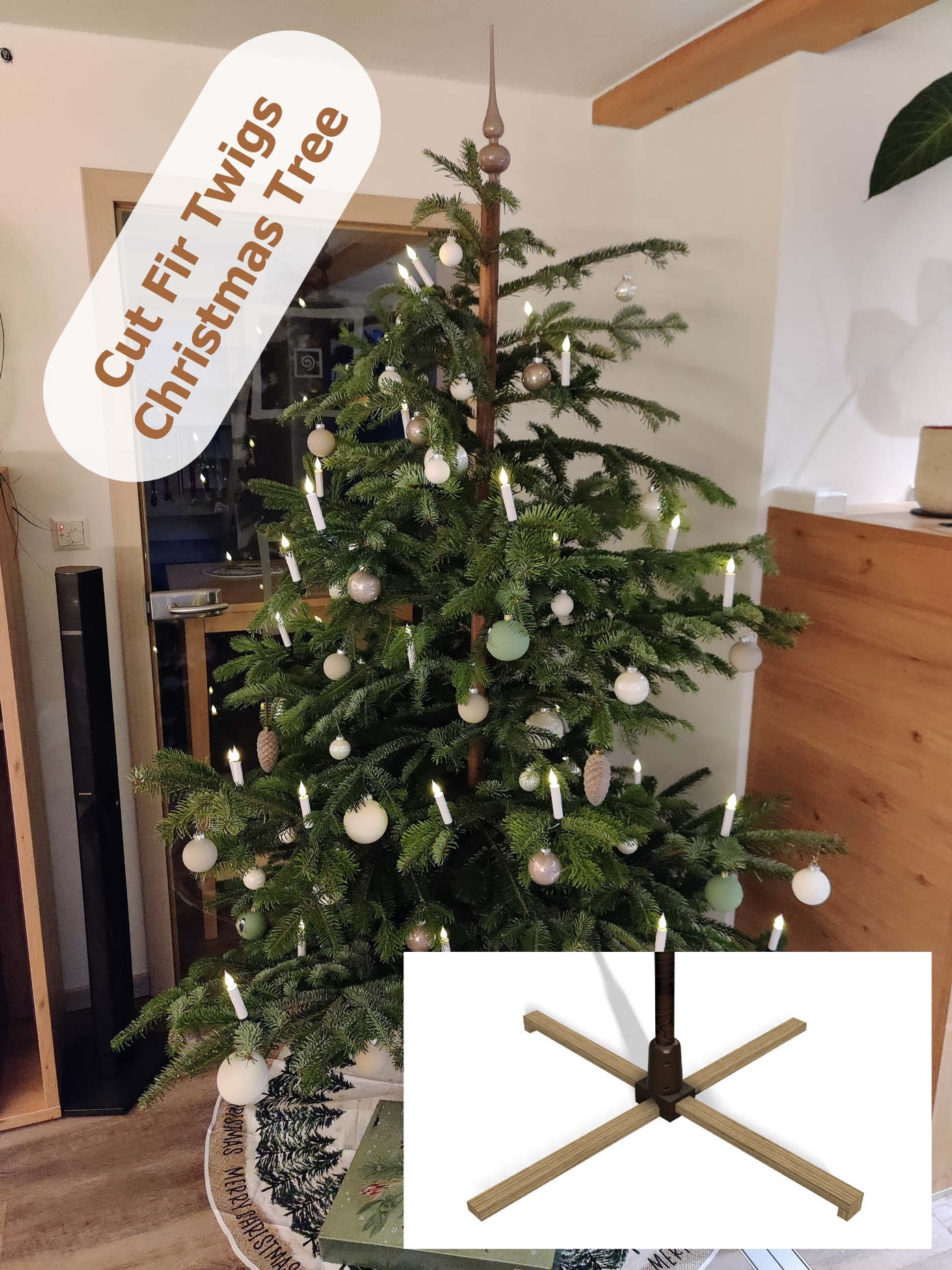 Cut Fir Twigs Christmas Tree - Upcycling