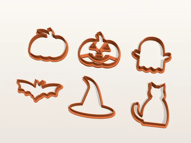 Halloween Cookie Cutters – 6 Pack: Pumpkin, Ghost, Bat, Witch Hat, Cat