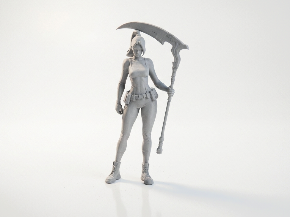 Scythe Lady Warrior Figurine Female Figure 3D Printable