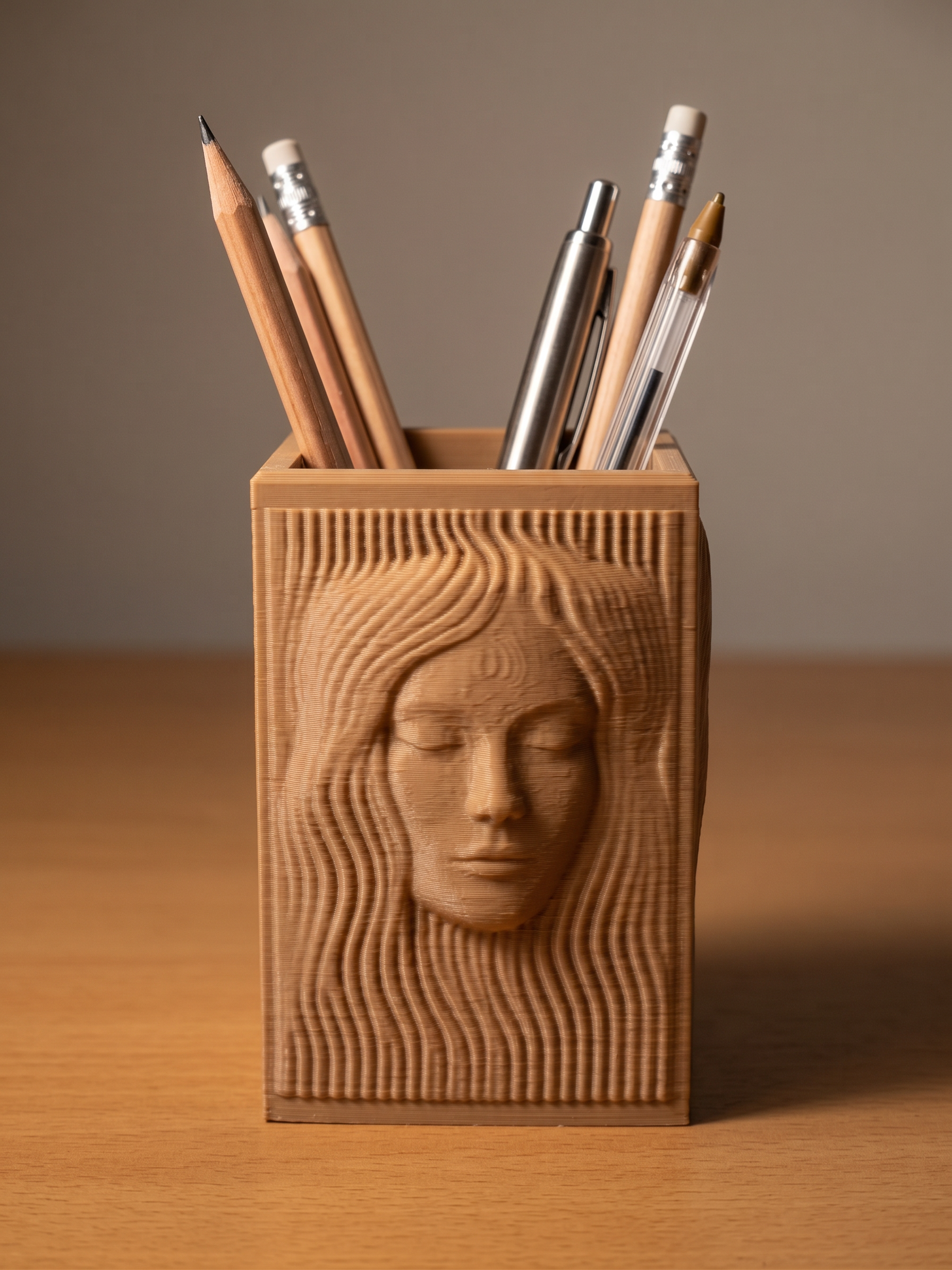 Woodcarved Woman Organizer