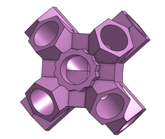 Hexagonal Corner Connector x9 45deg for PCV Tubing