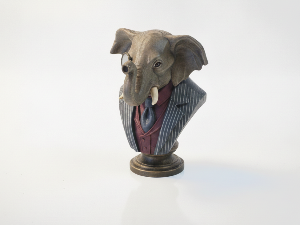 Elephant Bust Gentleman Statue 3D Printable
