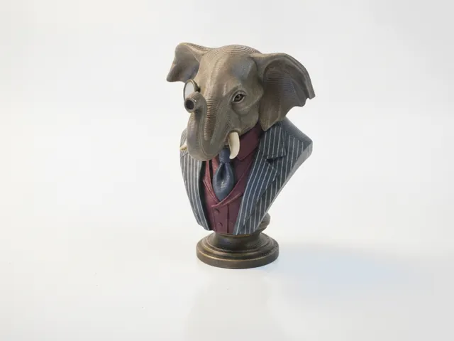 Elephant Bust Gentleman Statue 3D Printable
