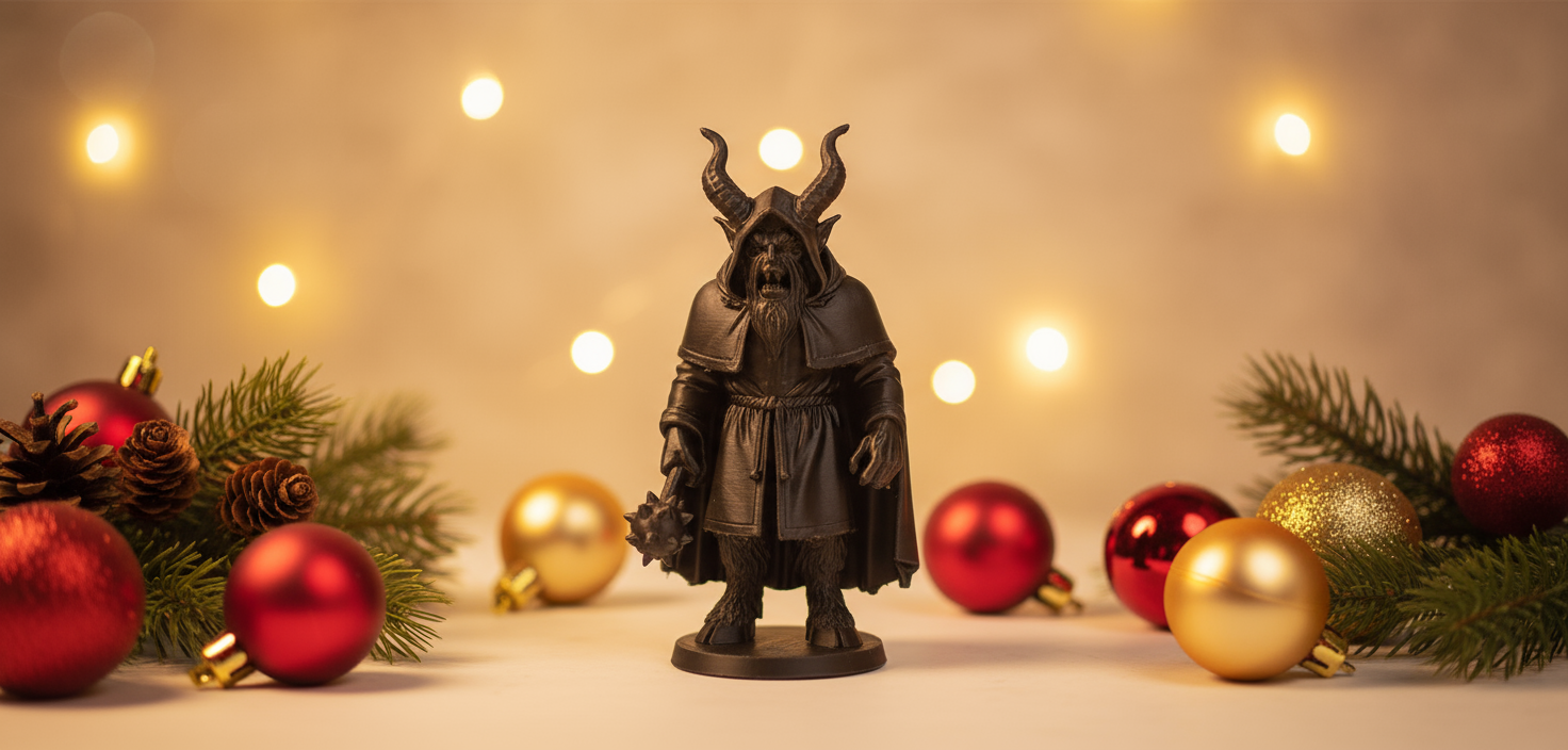 Cloaked Krampus with Mace Christmas Figure