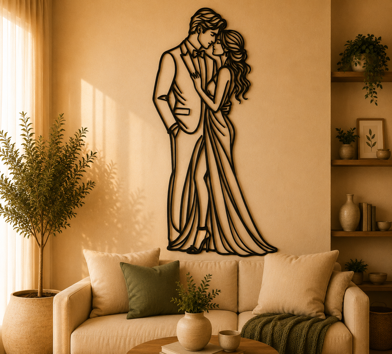 Romantic Couple Silhouette 2D Wall Art