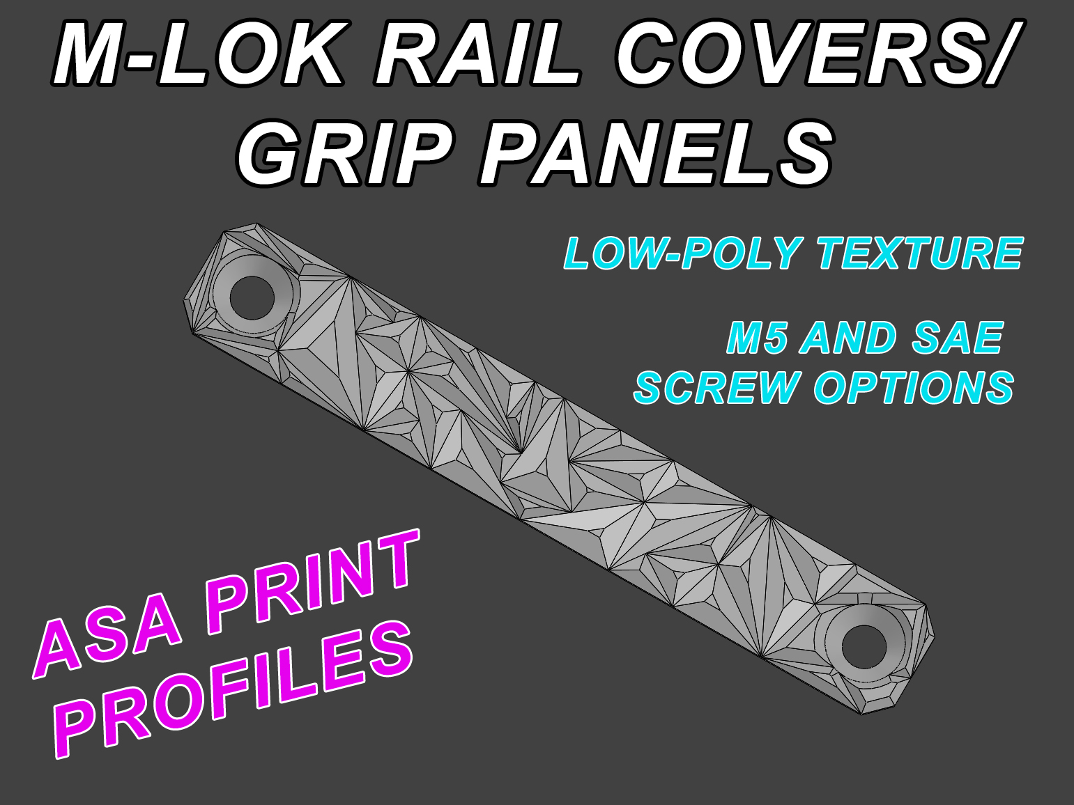 M-LOK Grip Panel 3D Polygon Low Poly Texture