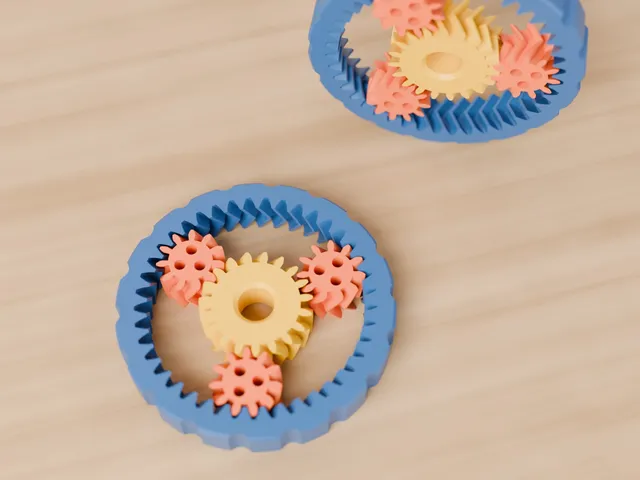 Planetary Gear Fidget - Print in Place, Herringbone