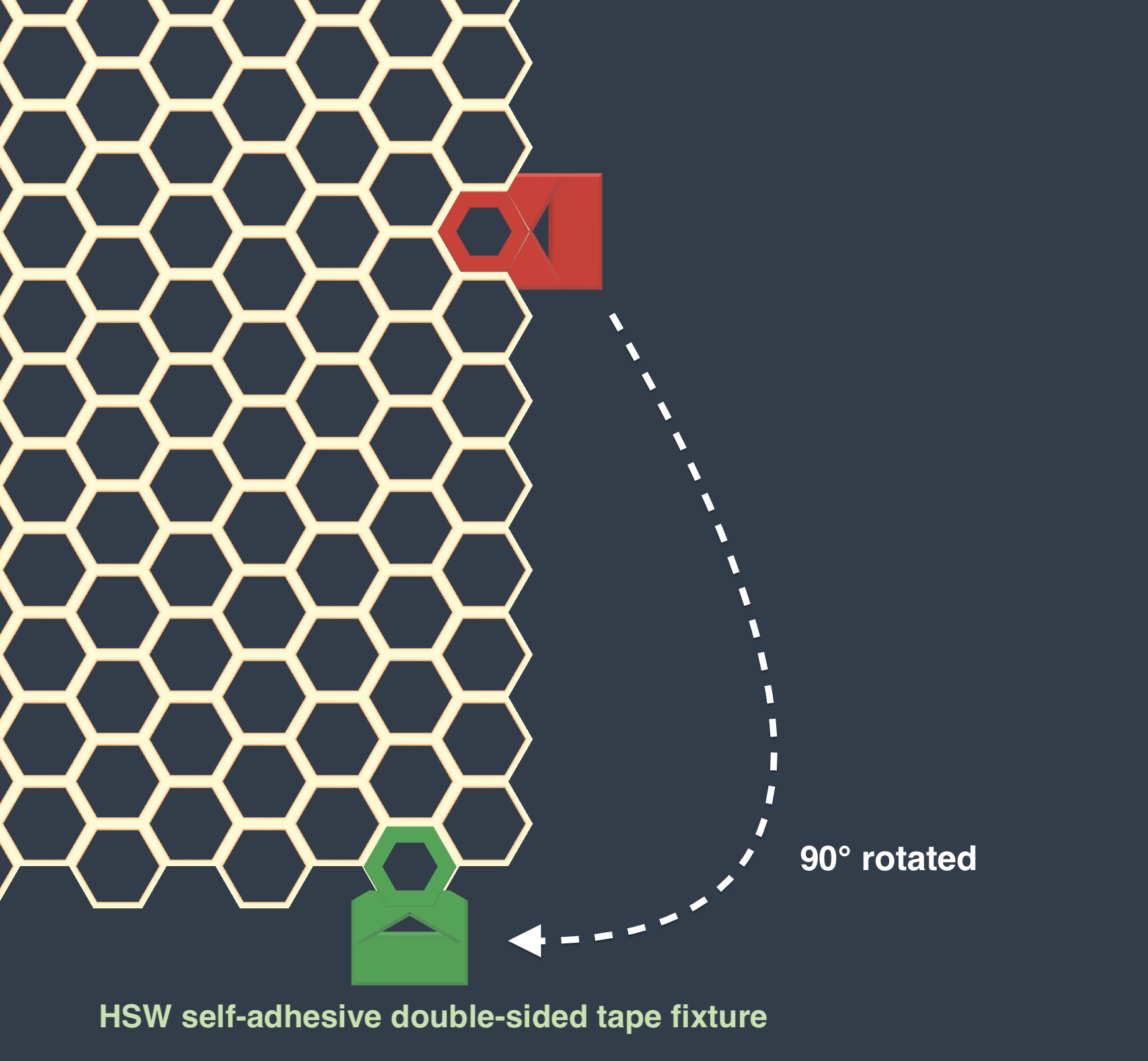 HSW self-adhesive double-sided tape fixture rotated 90 degrees