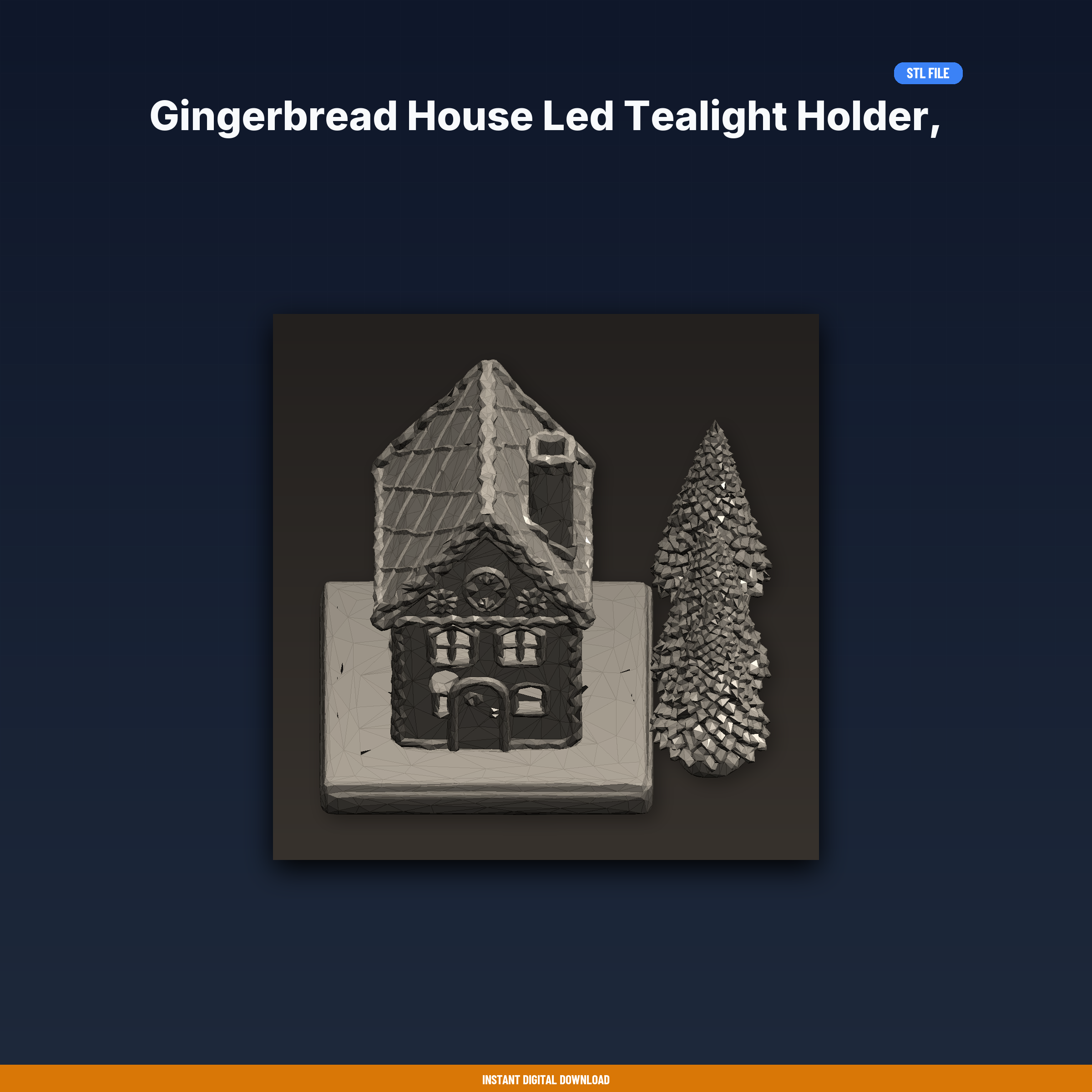 Gingerbread House Led Tealight Holder, Frosting Details, Christmas - 3D Printable STL File