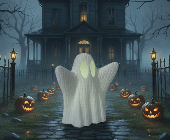 Knitted Style Halloween Ghost - LED Tea Light Holder — miniatura 2