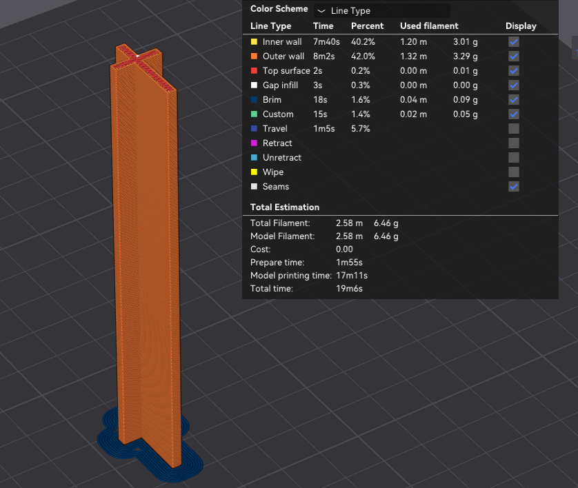 Z cross shrinkage calibration tool - Tall, sturdy, fast & small <7grams filament