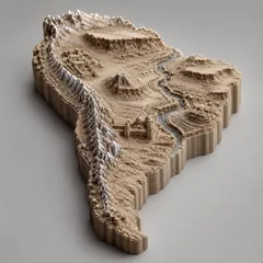 Miniaturmodell von Südamerika im Relief - Miniature model of South America in relief