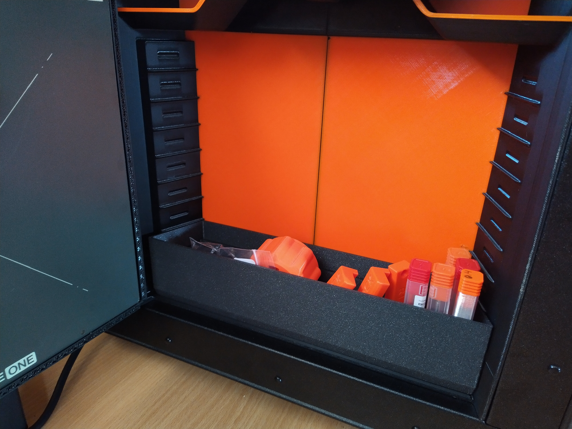 Deeper Bottom Tray for Prusa Core One Side Storage