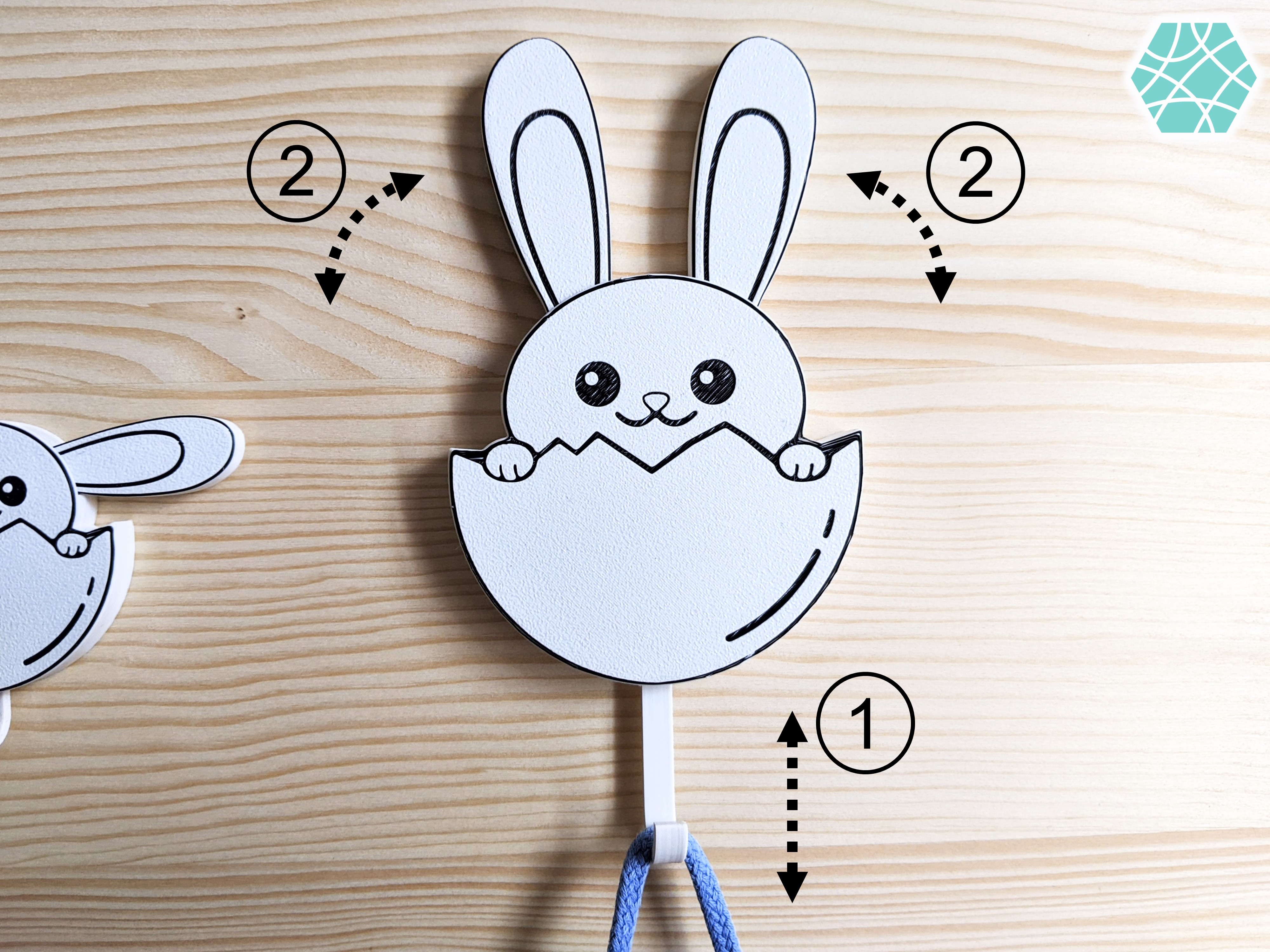 Key & Towel Holder - Wall Bunny - Funny and Cute Organizer and Hanger STL