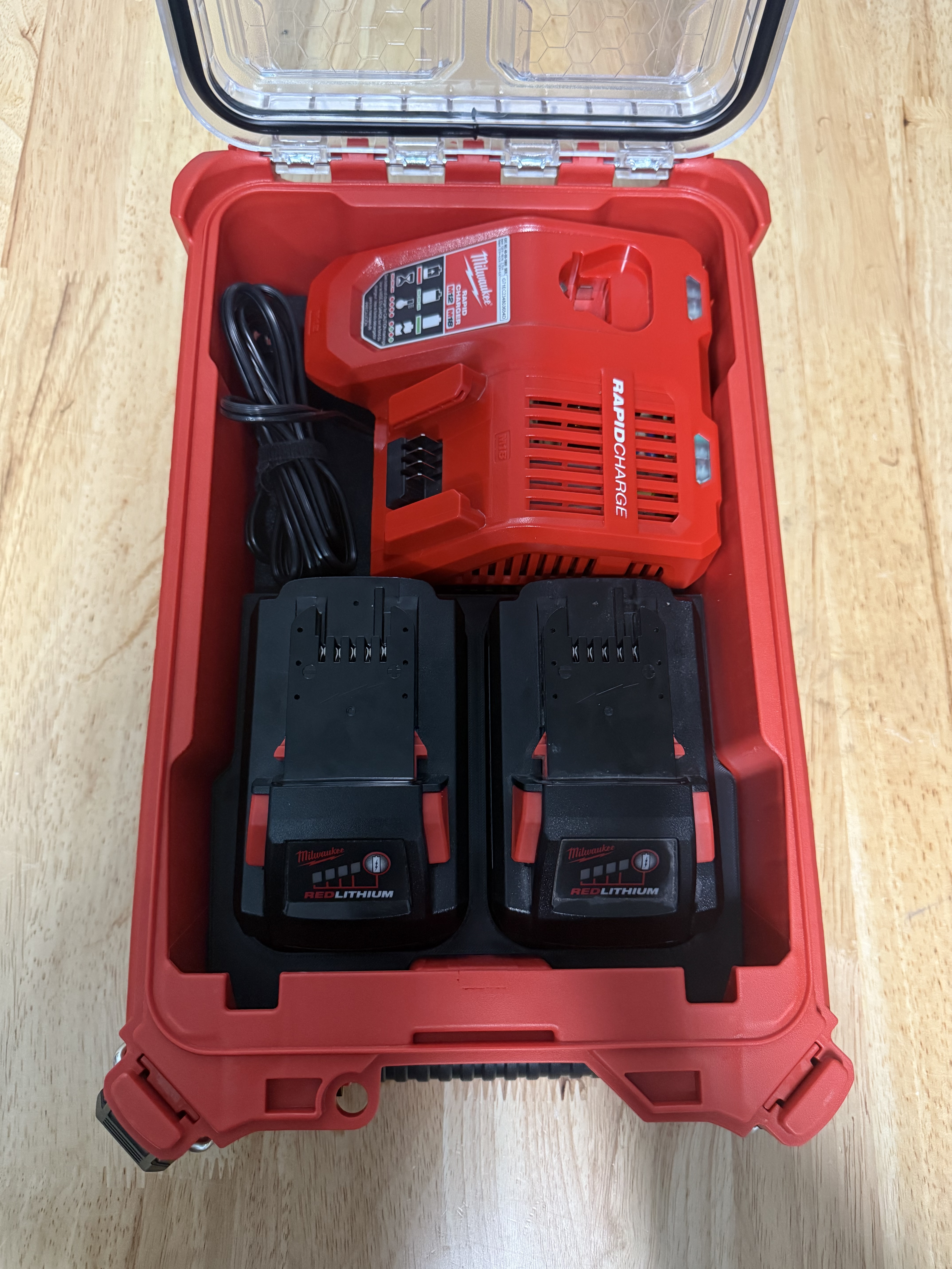 Milwaukee M12/M18 Rapid Charger & M18 Batteries - Packout Insert For Compact Organizer