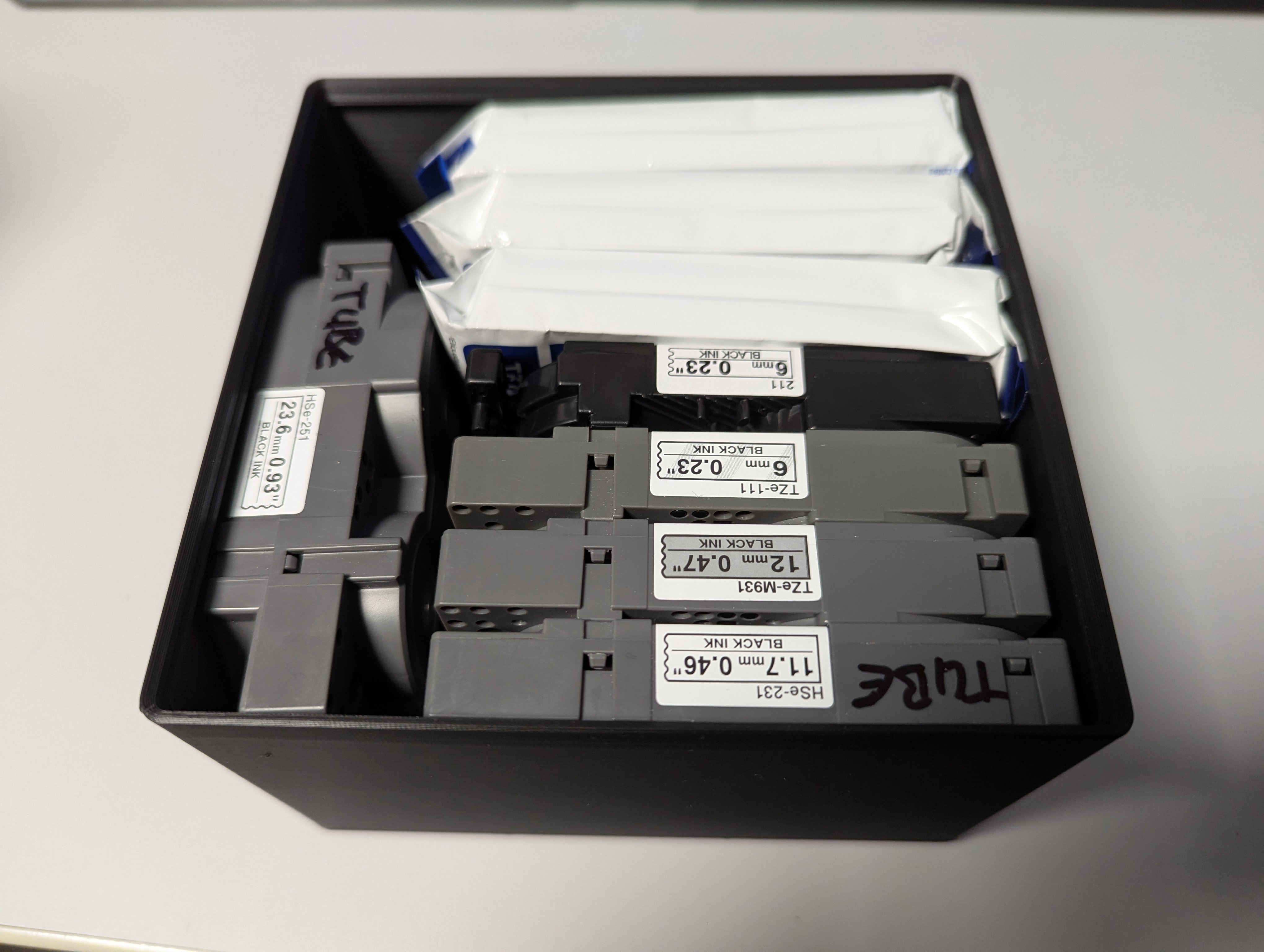 Gridfinity Storage Box for Brother P-touch TZe Label Casettes