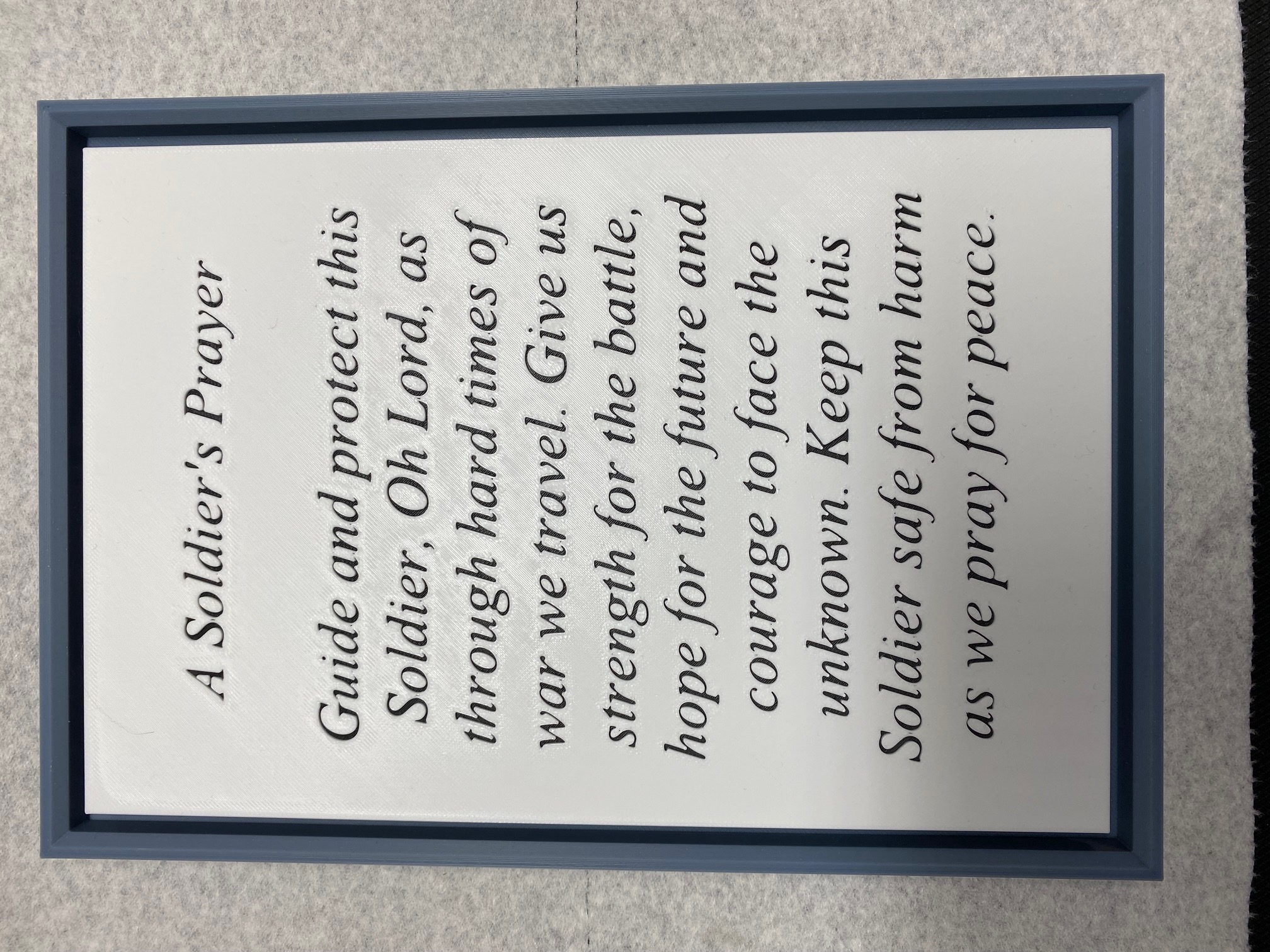 A Soldier's Prayer - Companion Plaque