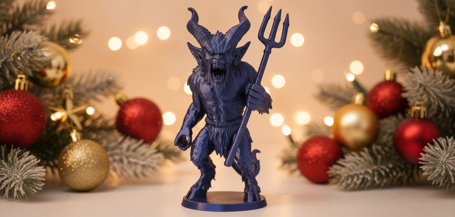 Fearsome Krampus with Trident Holiday Figurine