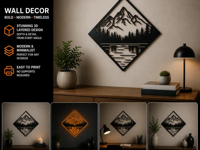 Universal  mountain lake wall decoration