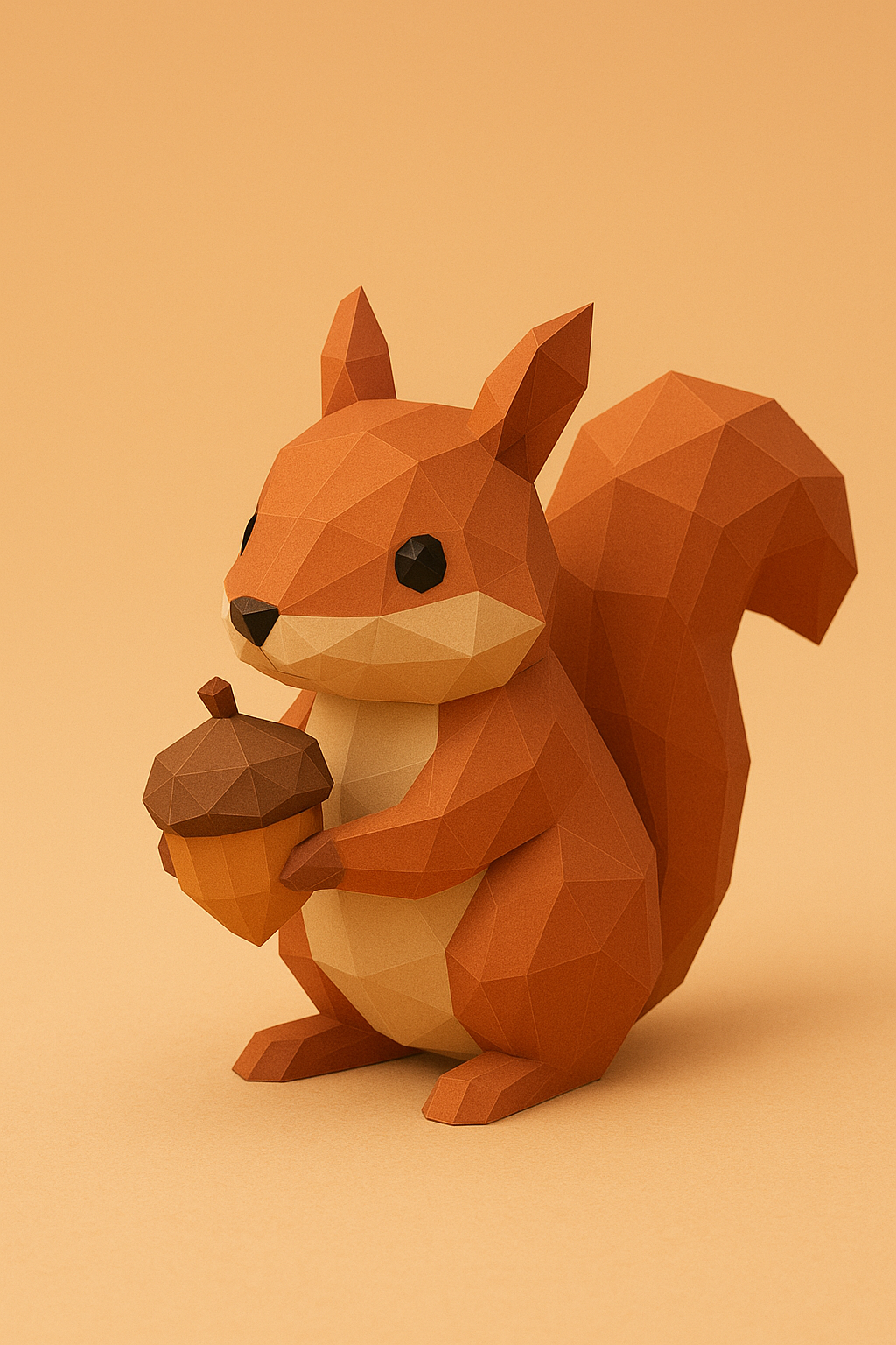 Low poly squirrel with acorn