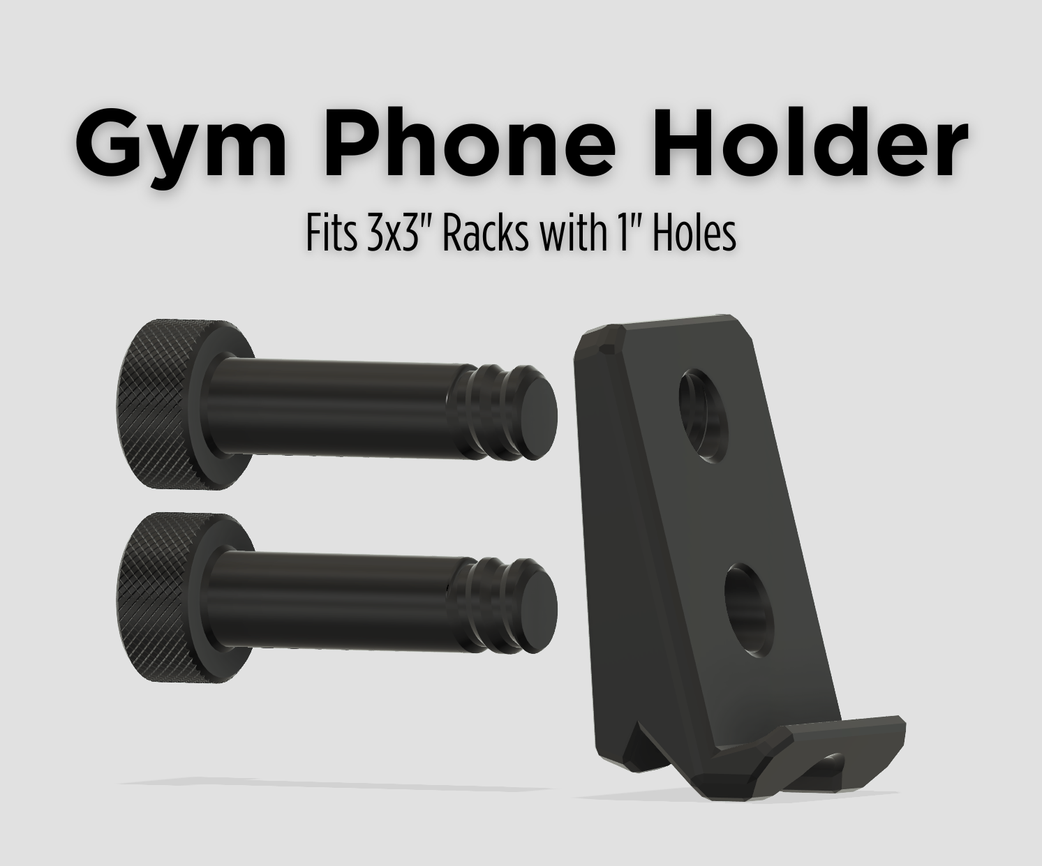 Gym Phone Holder for 3x3 Squat Rack with 1" Holes