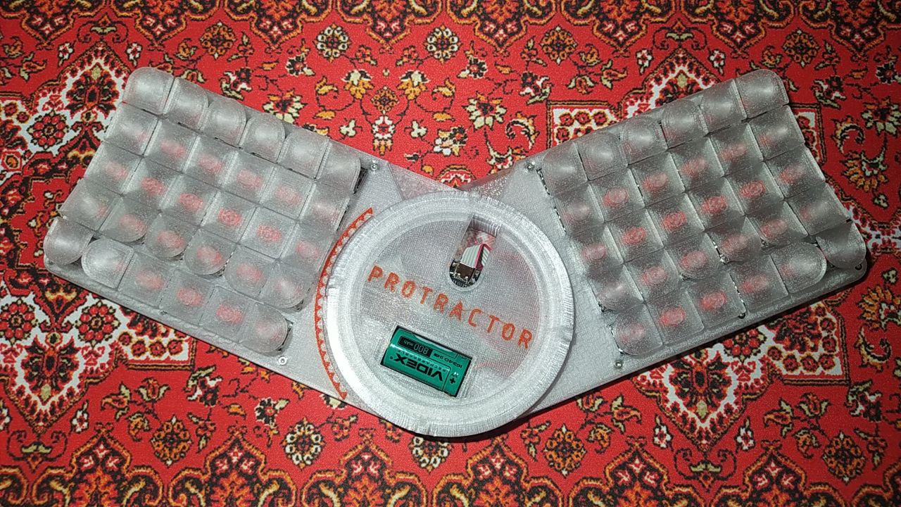 PROTRACTOR: 5x12 handwired ortholinear keyboard with adjustable angle
